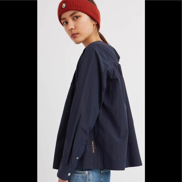 WOOD WOOD Vega Long Sleeeve Navy Shirt - Picture 2 of 11